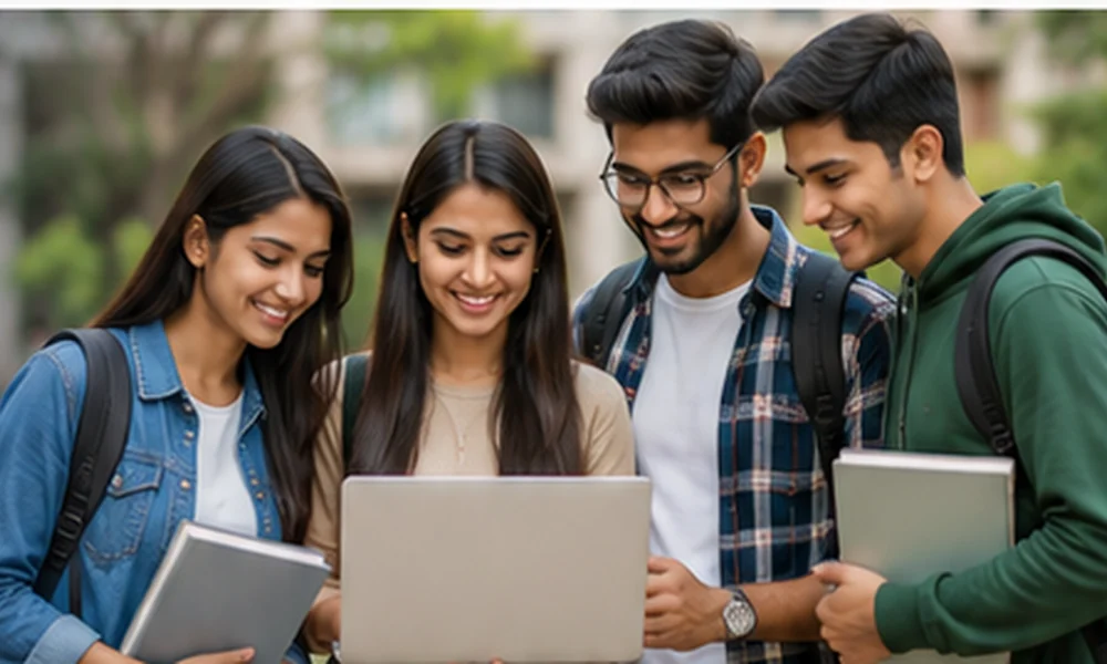 Students discussing their education options